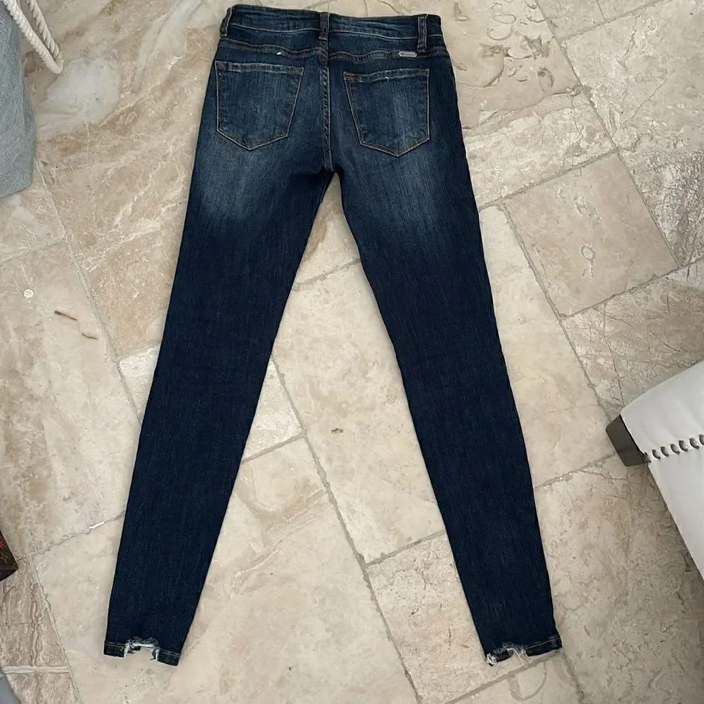 Kancan dark denim distressed jeans size 24 New without tags